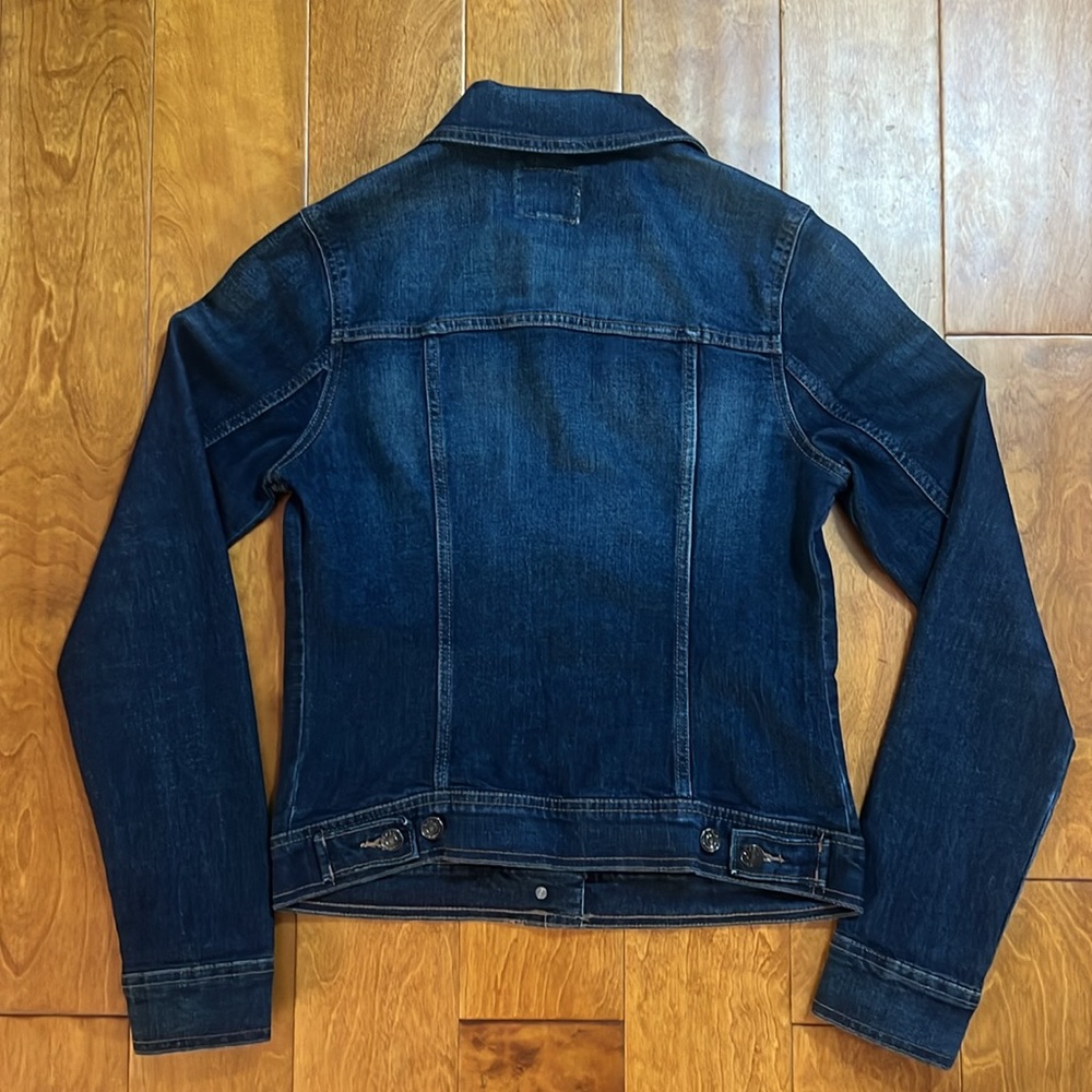Old Navy Y2K Blue Denim Jean Jacket Size S Tall Coastal Tailored Fit Nautical - Picture 12 of 13